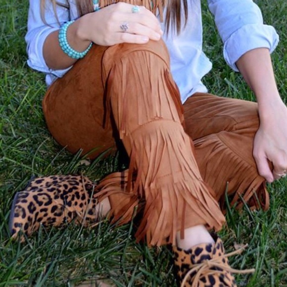 Faux Copper Suede Stretchy Pants - Picture 2 of 5